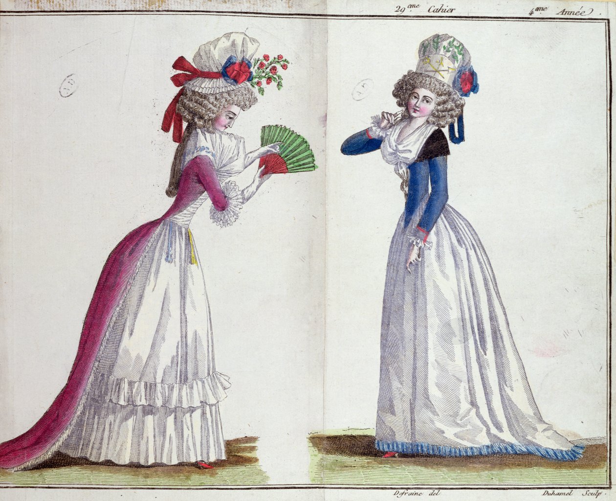 Divattányér, 1789 (színes metszet) alkotó: Jean Florent Defraine