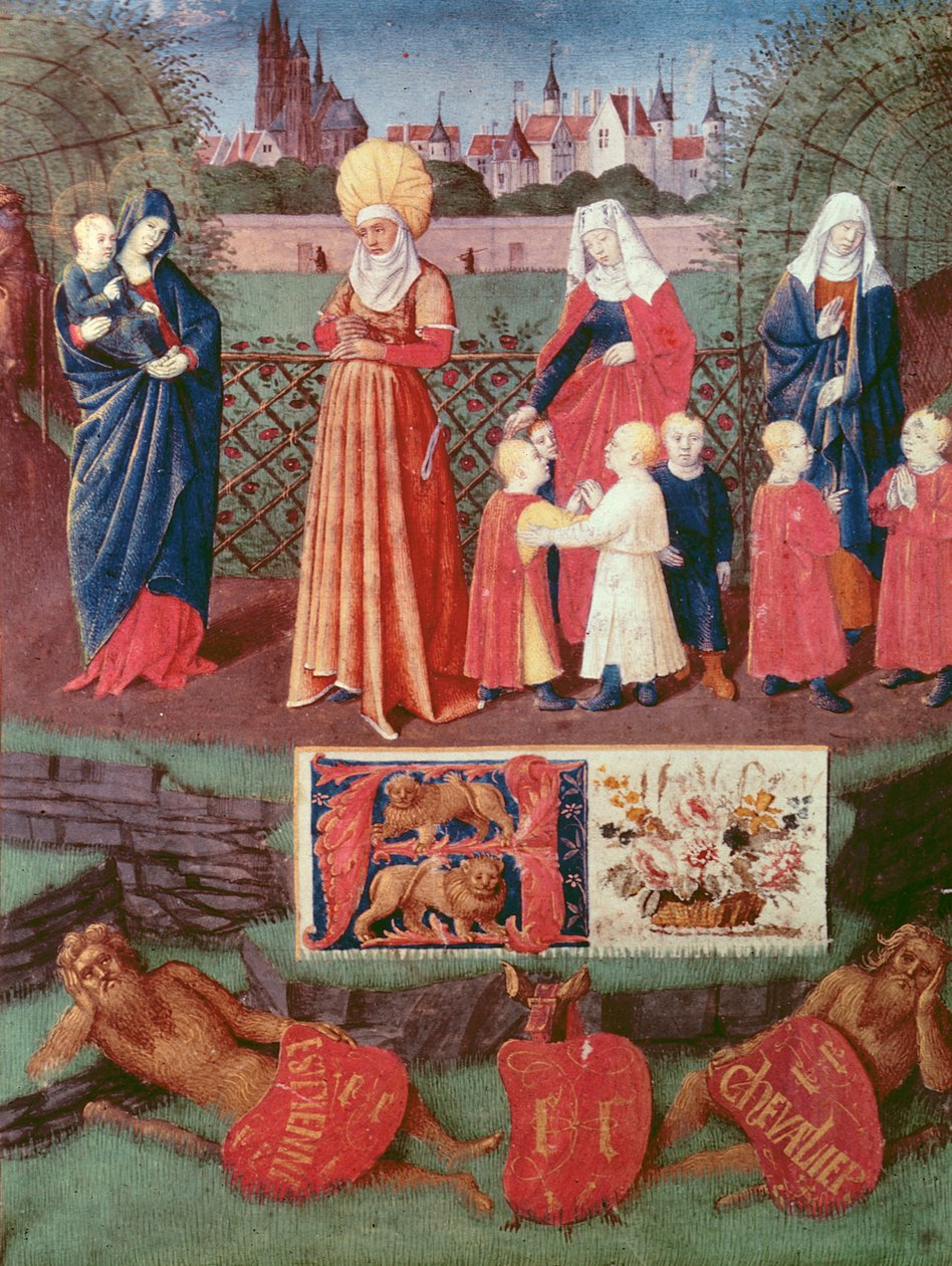 Nouv Acq Lat 1416 f.121r St. Anne három házas asszonnyal, a „Heures d