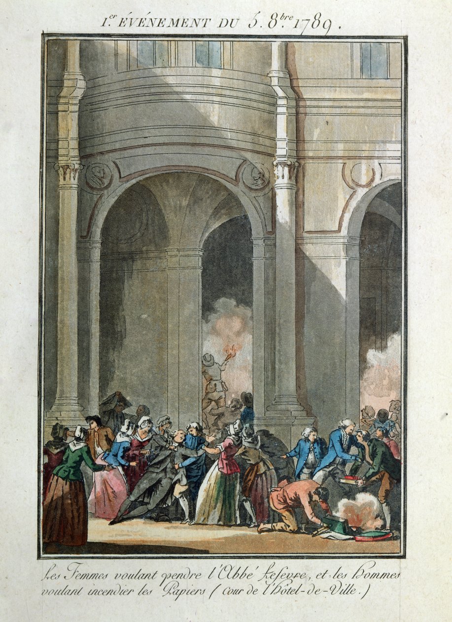 1789. október 5-i események: A nők fel akarják akasztani Lefevre papot alkotó: Jean Francois Janinet