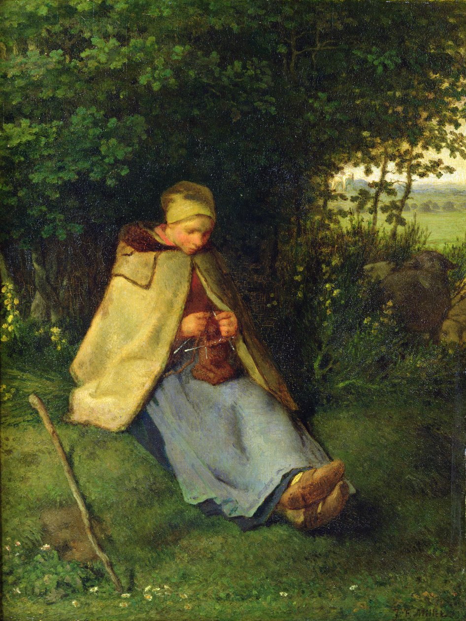 Kötő vagy ülő pásztorlány kötése, 1858-60 alkotó: Jean Francois Millet