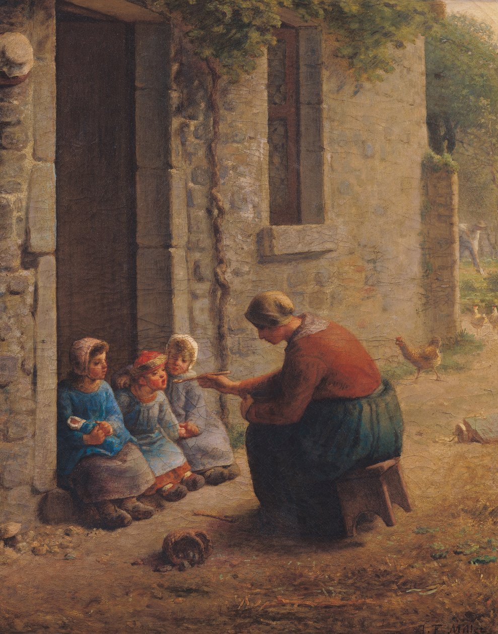 A fiatalok etetése, 1850 alkotó: Jean Francois Millet