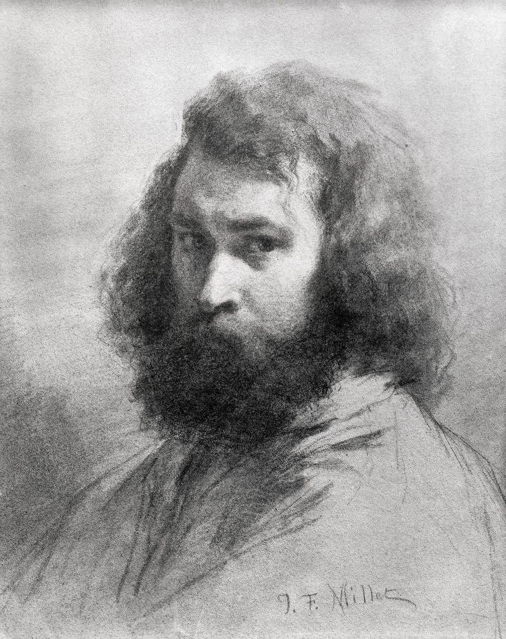 Önarckép, 1845-46 körül (szén és ceruza papíron) alkotó: Jean Francois Millet