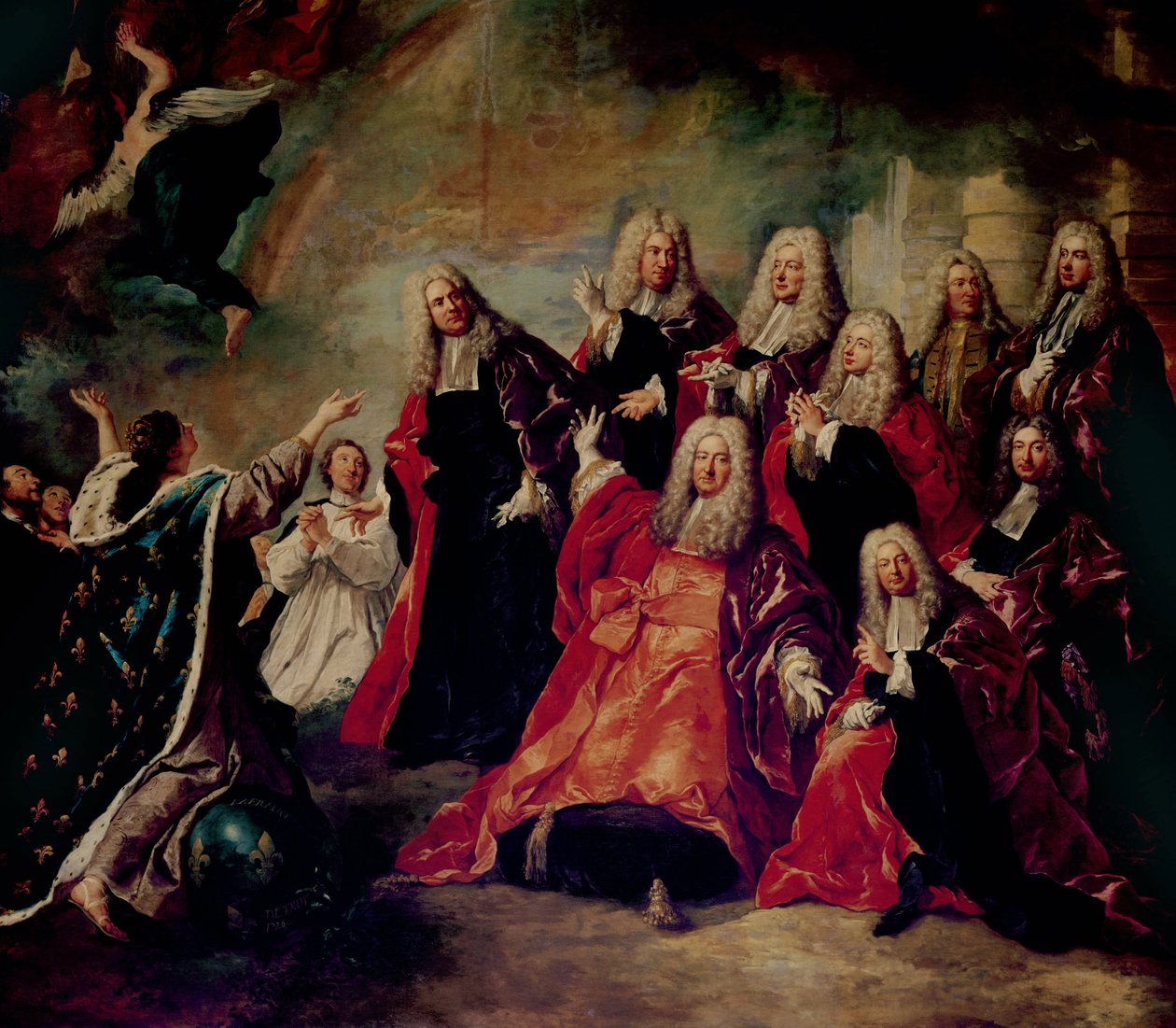 Ex-Voto. A Corps de Ville jó időjárást követel, a Corps de Ville részlete, 1726 alkotó: Jean François de Troy