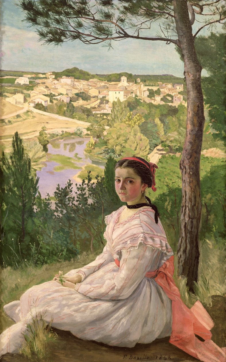Kilátás a falura, Castelnau, 1868 alkotó: Jean Frederic Bazille