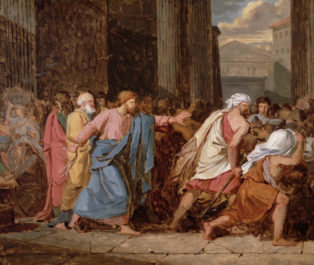 Jézus kiűzi a kereskedőket a templomból alkotó: Jean Germain Drouais