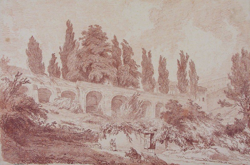 Támfal a Villa dEste -ben Tivoliban alkotó: Jean Honore Fragonard