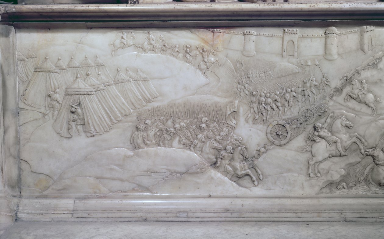Az agnadellói csata, 1509. május 14., részlet XII. Lajos és Bretagne-i Anna sírjából, 1515 (márvány) alkotó: Jean I Juste