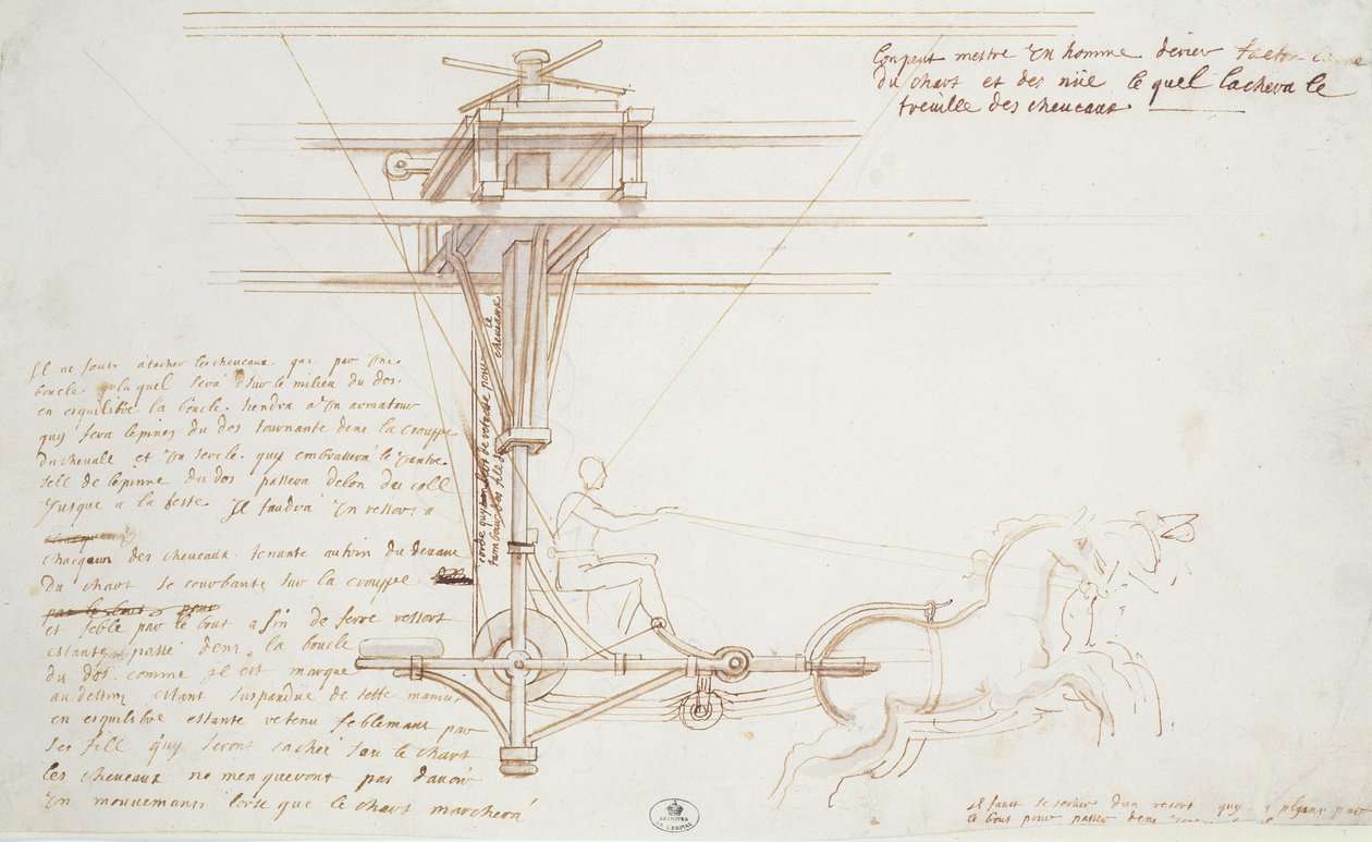 Phaeton szekerének terve Lully operájában (barna tinta és mosás papíron) alkotó: Jean I Berain