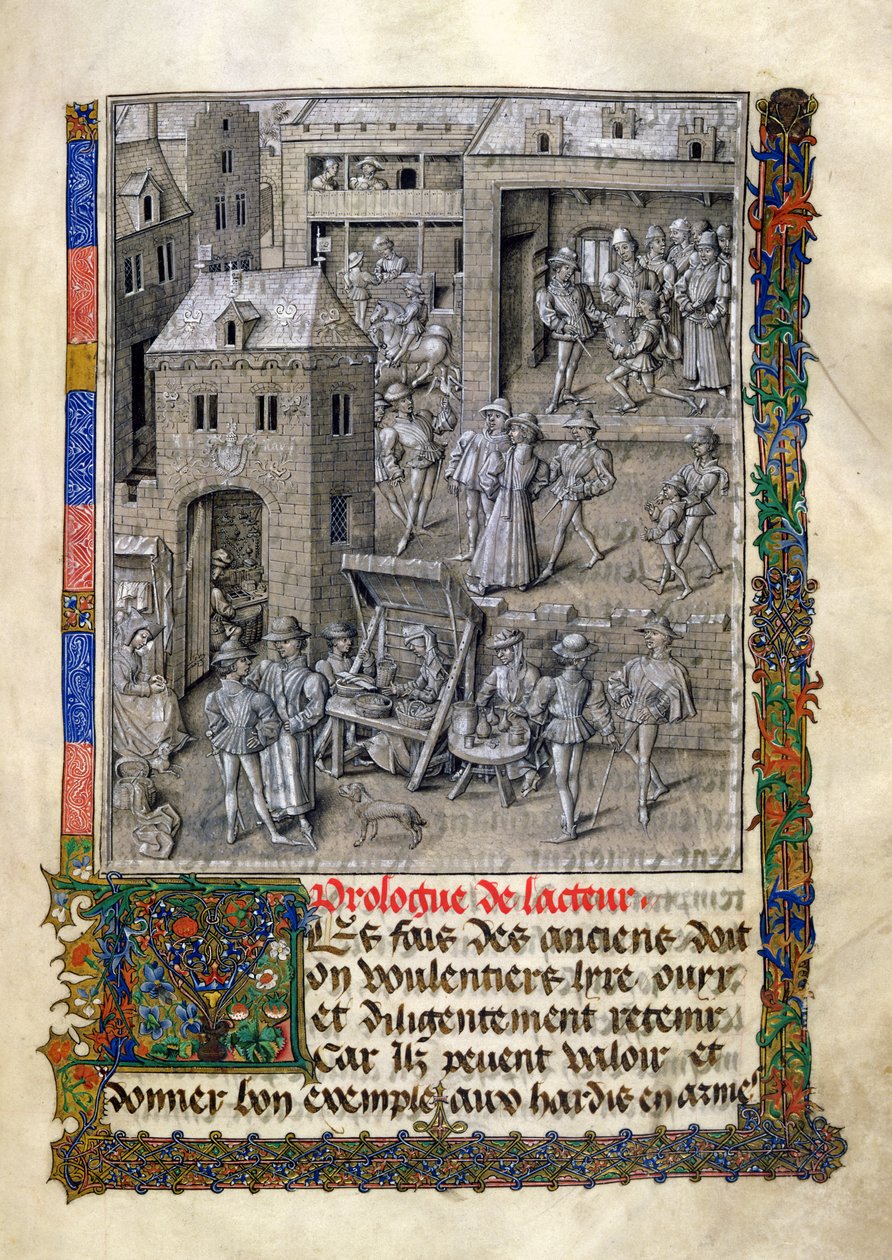 Ms 9066 f.11 A könyv bemutatása Philippe Le Bonnak, David Aubert „Chroniques et Conquetes de Charlemagne” című művéből, 1458 alkotó: Jean I Le Tavernier
