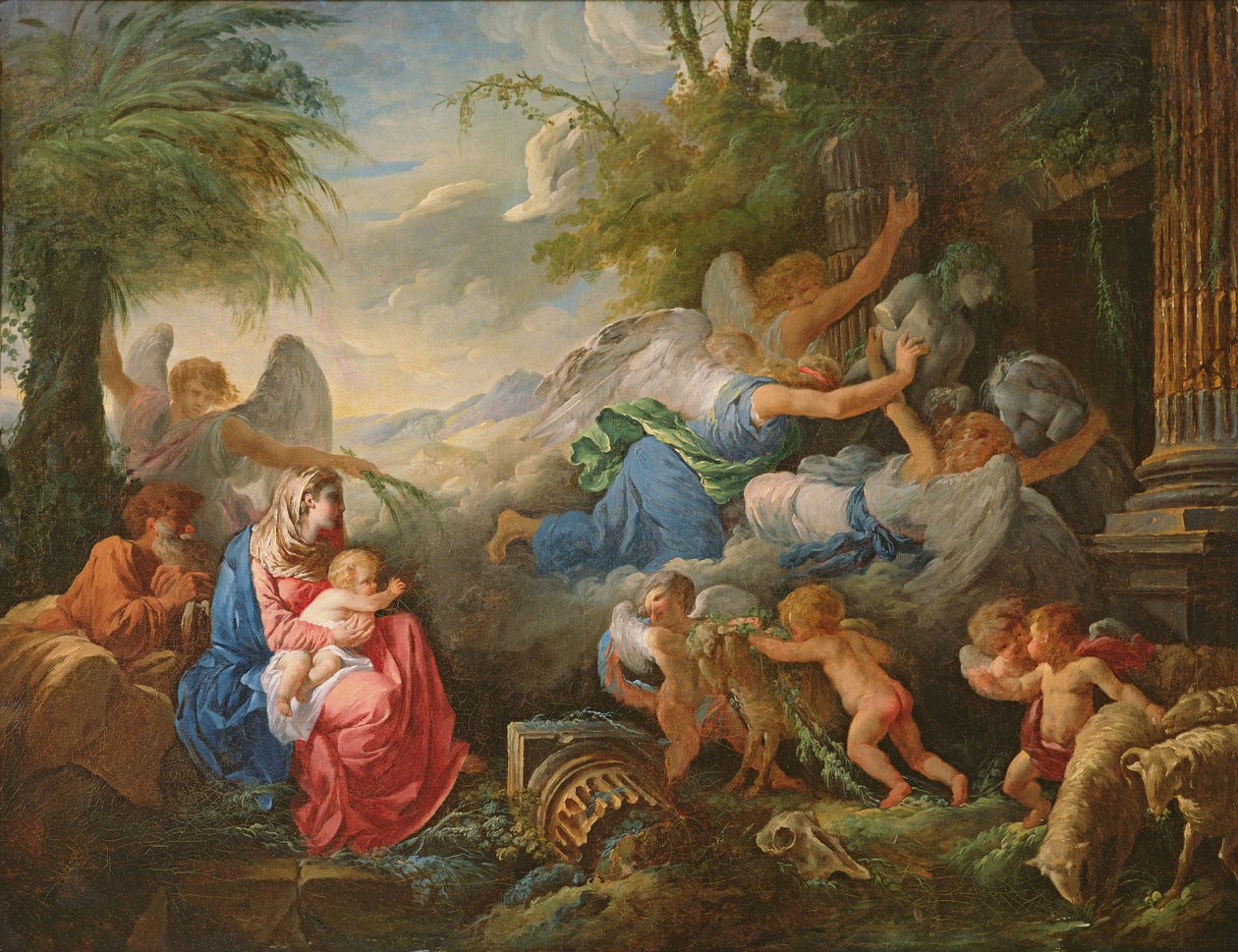 A bálványok bukása és a többi az egyiptomi menekülésben, 1775 körül alkotó: Jean Jacques II Lagrenee