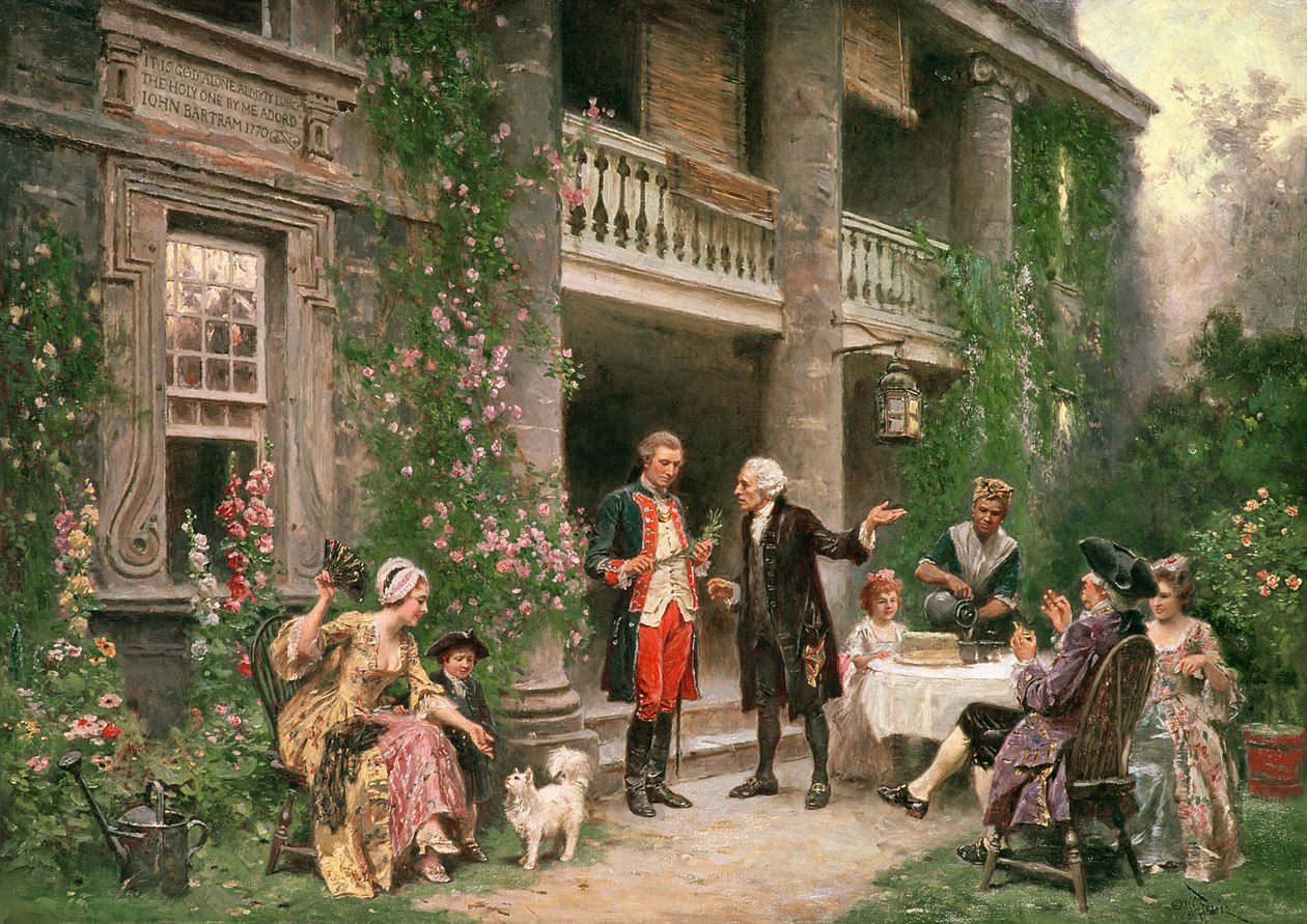 George Washington 1787-ben meglátogatta a Bartram kertjét, 1900-ban festették alkotó: Jean Leon Gerome Ferris
