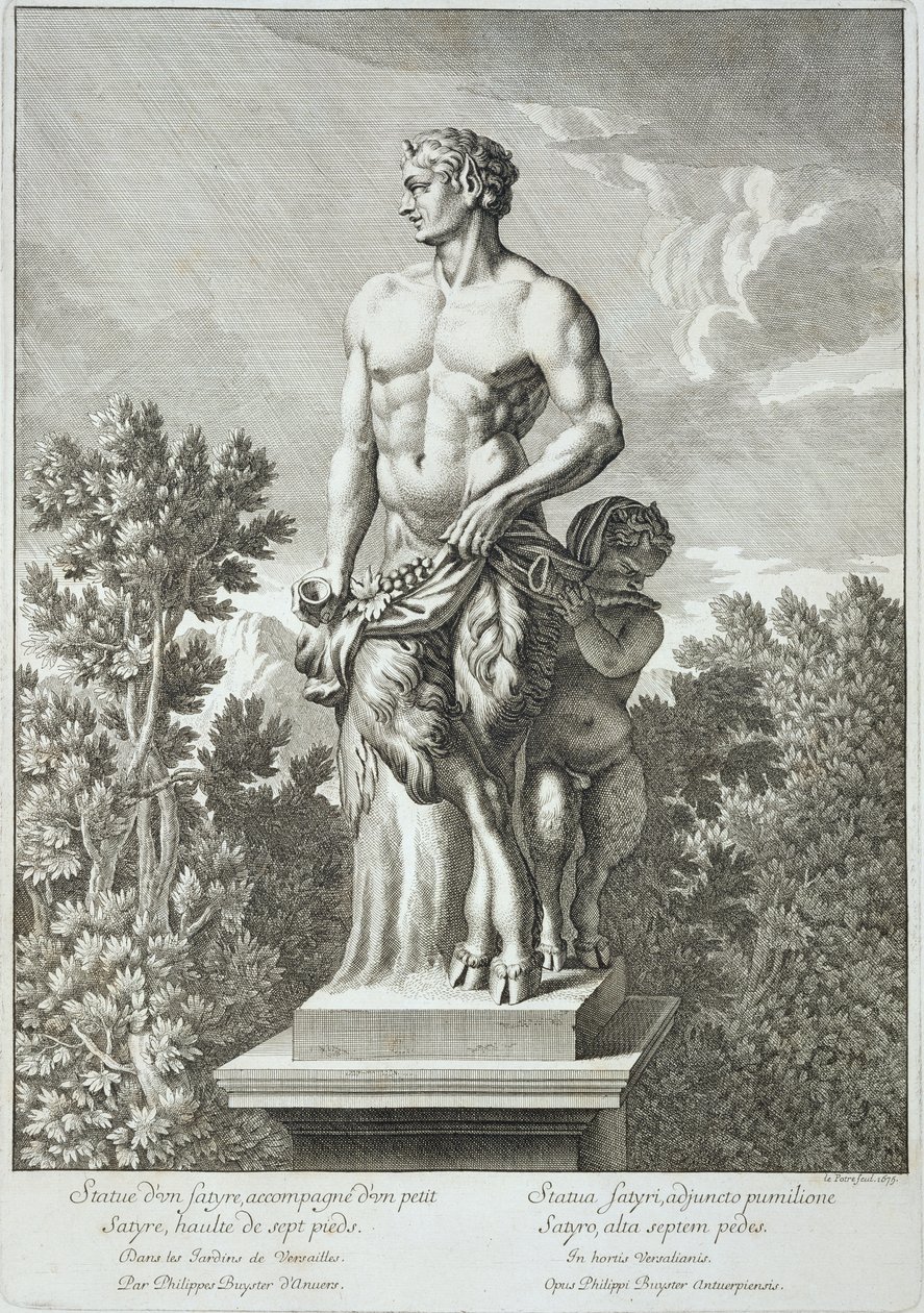 Szatír szobra Versailles-ban, 1675, a „Vues et Plans de Versailles”-ból, 1675-89 körül (lásd még: 170893) alkotó: Jean Lepautre