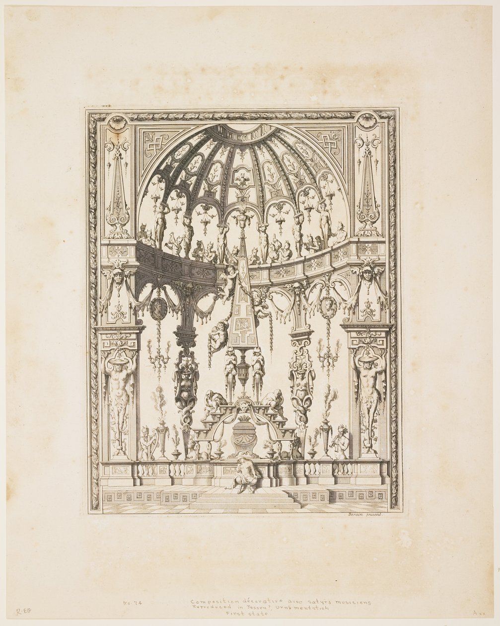 A Satyr Funeral dekorációs panelek sorozatából, 1670-80 alkotó: Jean Lepautre