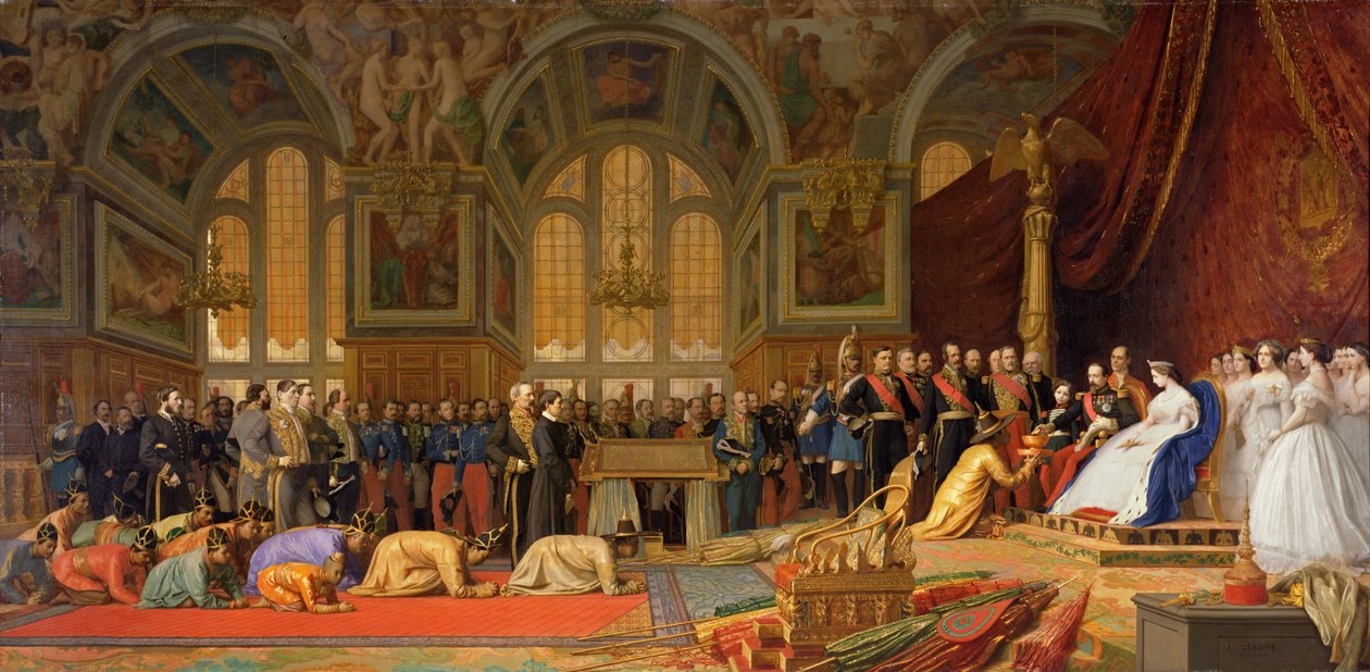 III. Napóleon császár (1808-73) sziámi nagykövetek fogadása a fontainebleau-i palotában, 1861. június 27. alkotó: Jean Leon Gerome