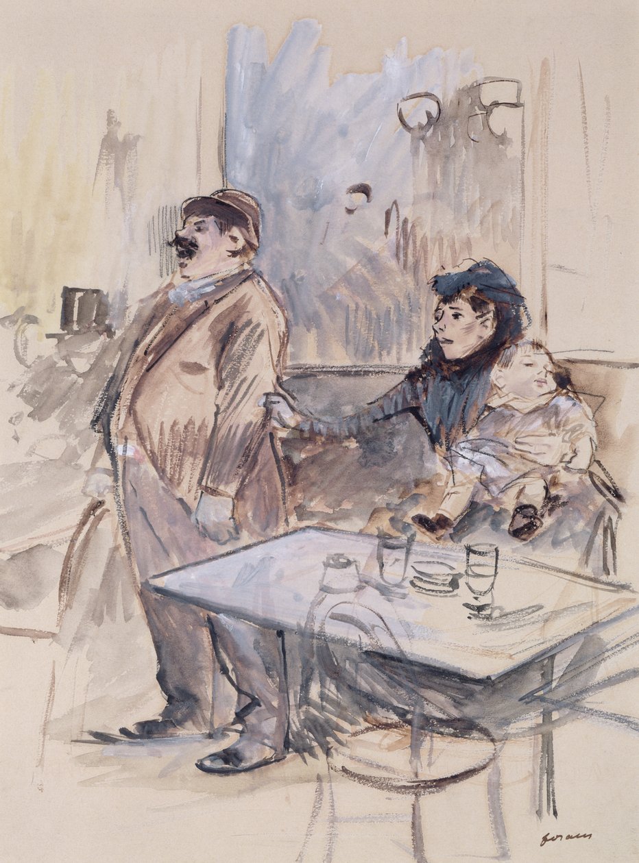 Abszint, 1885 körül (wc és gouache, papír) alkotó: Jean Louis Forain