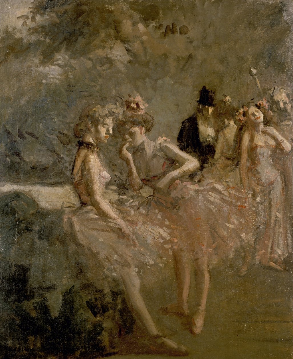 Jelenet egy színház szárnyaiban c. 1870-1900 alkotó: Jean Louis Forain