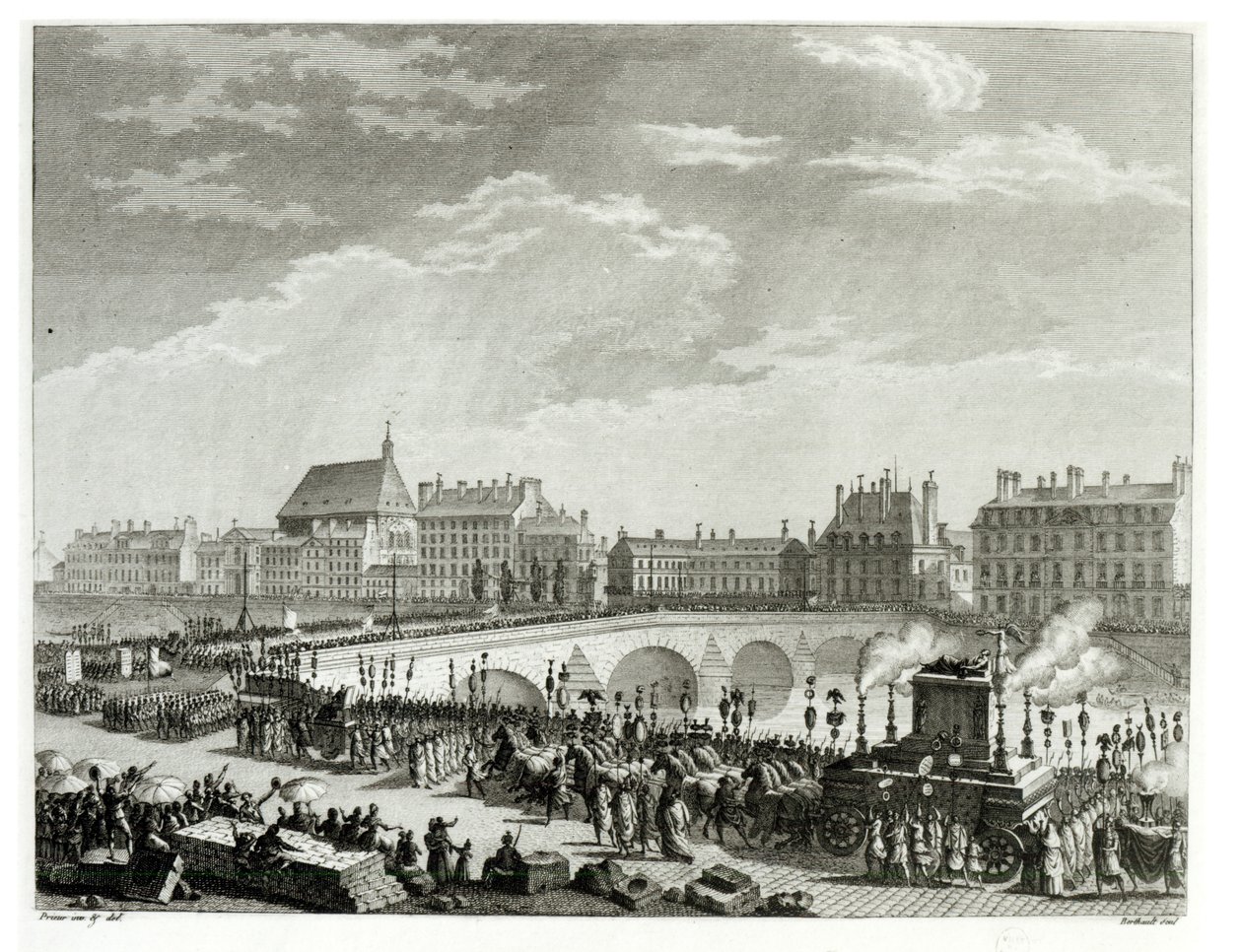 Voltaire diadala, 1791. július 11. Pierre Gabriel Berthault (1737-1831) metszete. alkotó: Jean Louis the Younger Prieur