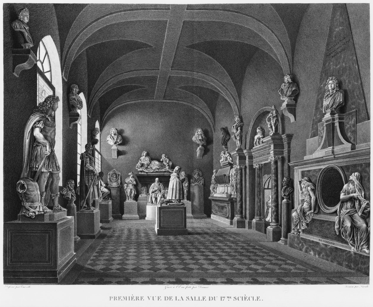 A 17. századi szoba első képe, Musee des Monuments Francais, Párizs, illusztráció a "Musee des Monuments Francais szobáinak festői kilátásai és perspektívái és a főbb művek ..." alkotó: Jean Lubin Vauzelle