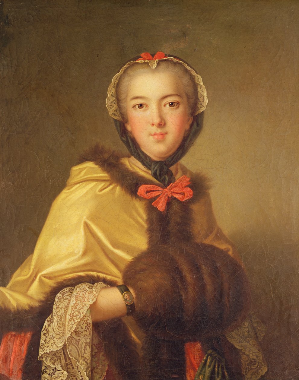 Louis-Henriette de Bourbon-Conti portréja, hangtompítóval alkotó: Jean Marc Nattier