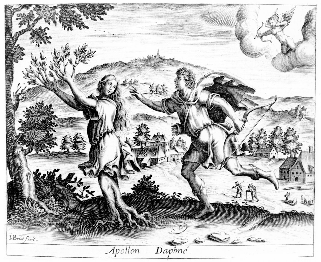 A szerelmes Apolló elől menekülő Daphne babérfává változik, 1619 alkotó: Jean Matheus