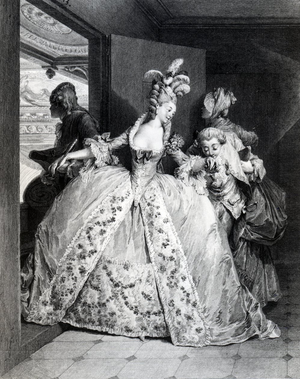 Búcsú, Robert Delaunay metszete, 1777 alkotó: Jean Michel the Younger Moreau