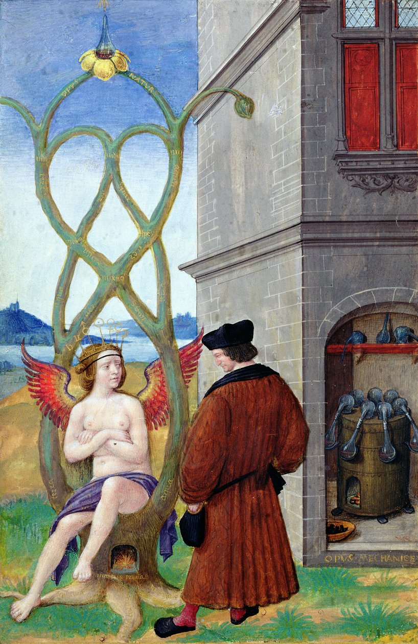 Párbeszéd az alkimista és a természet között, 1516 alkotó: Jean Perreal