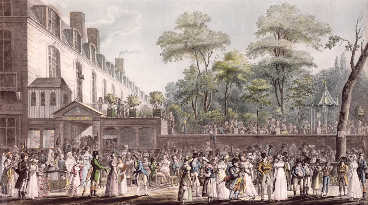 Sétány a török kertben, Boulevard du Temple, 1810 alkotó: Jean Pierre Marie Jazet