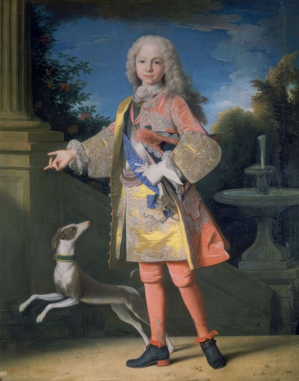Bourbon Ferdinánd, Asztúria hercegének portréja, Kr. e. 1725–35 - 144 × 116 cm - olaj, vászon - francia barokk - restaurálás előtt - NP 2333. Művész: JEAN RANC. Más néven: FERNANDO VI, NIÑO. Helyszín: MUSEO DEL PRADO-PINTURA, MADRID, SPANYOLORSZÁG alkotó: Jean Ranc