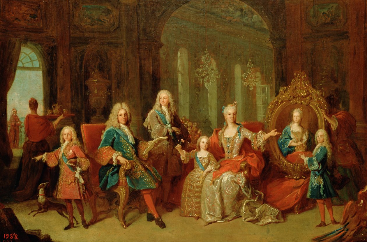 V. Bourbon Fülöp (1683-1746) családja, 1722 körül alkotó: Jean Ranc