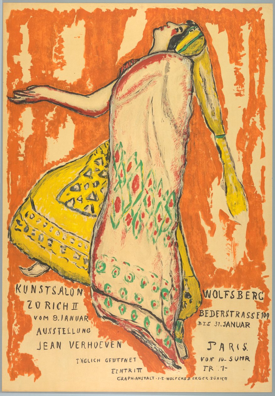 Plakát, kiállítás Jean Verhoeven, Kunst Salon Wolfburg, kb. 1915 alkotó: Jean Verhoeven