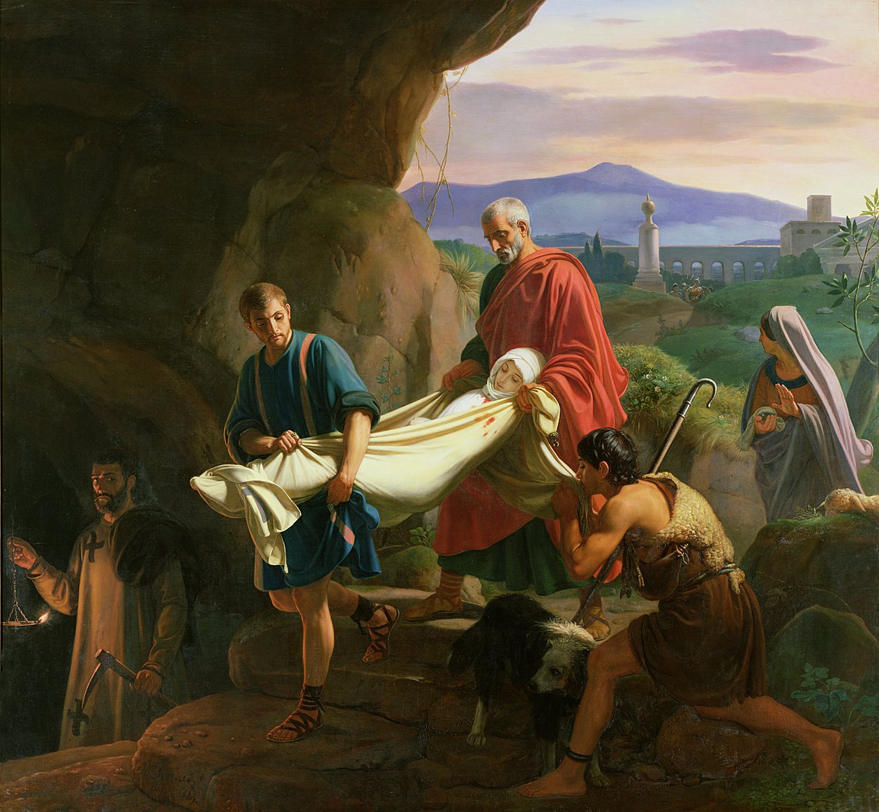 Egy fiatal mártír temetése a római katakombákban, 1847 alkotó: Jean Victor Schnetz