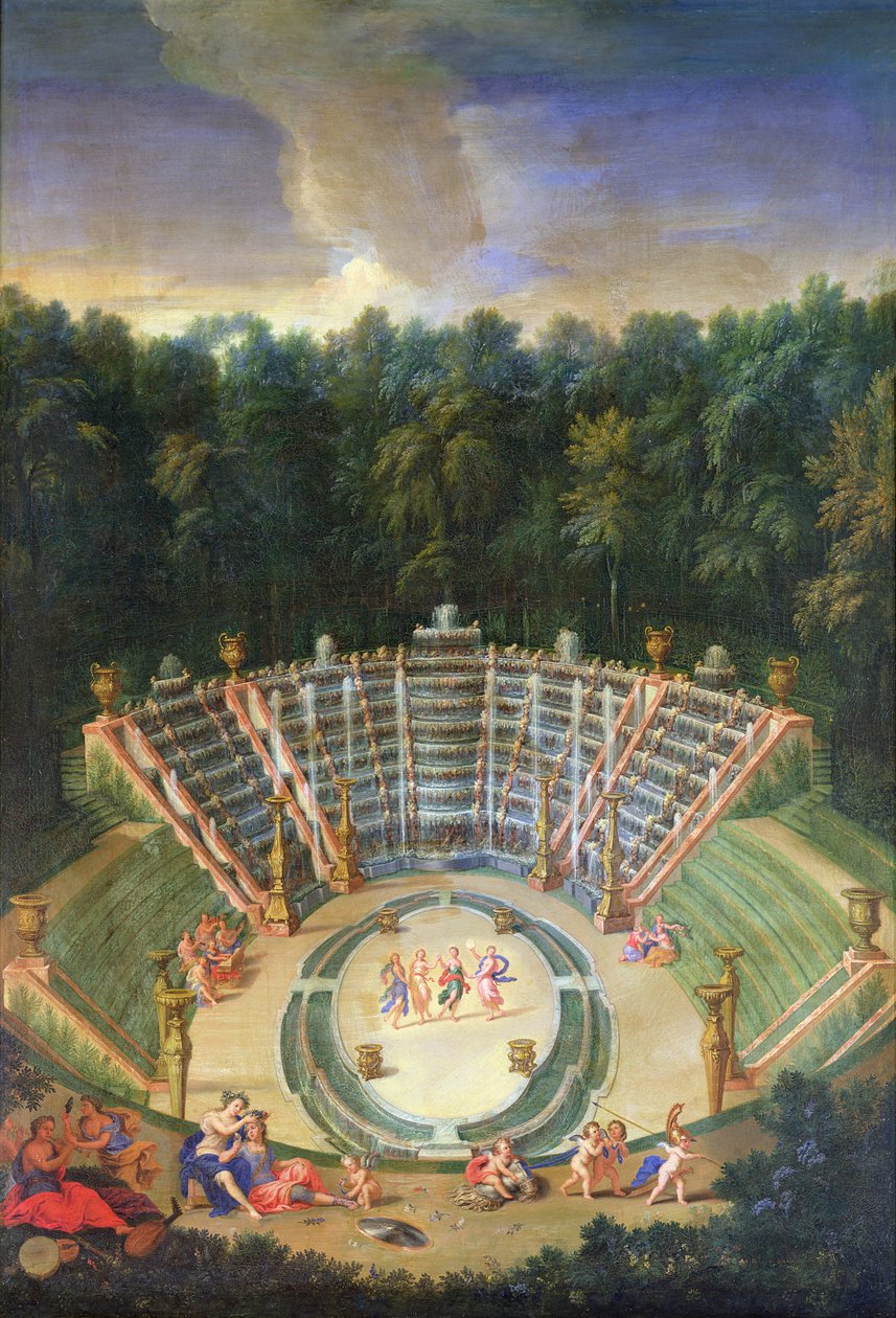Kilátás a Salle de Balra a „Rinaldo és Armida” előadásával, 1688 alkotó: Jean the Younger Cotelle