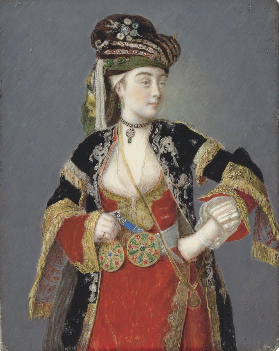 Laura Tarsi feltételezett portréja török ​​ruhában alkotó: Jean Étienne Liotard