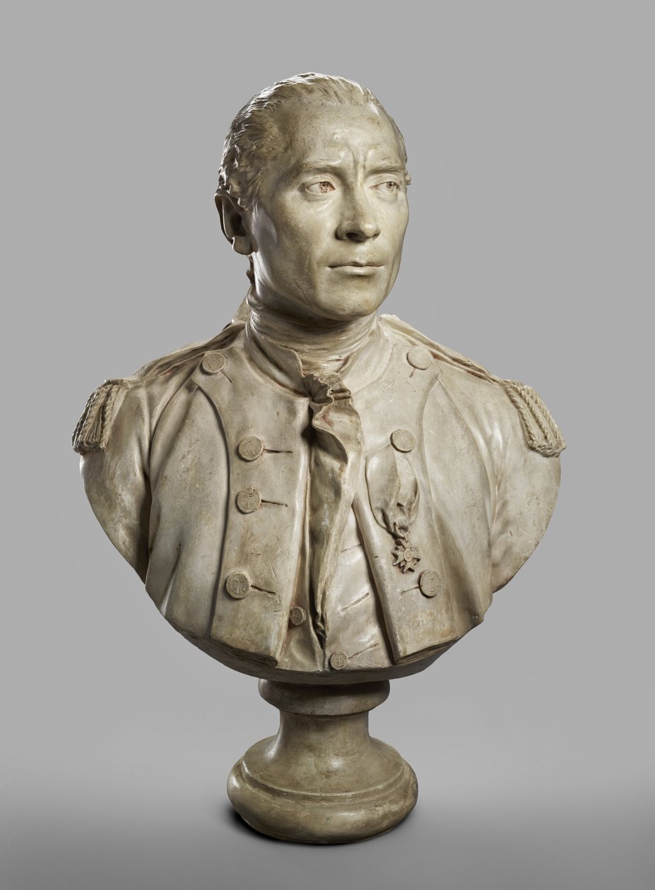 John Paul Jones arcképe mellszobra, 1780-as modellezés, 1787-89 öntvény (vakolat terrakotta festékkel) alkotó: Jean Antoine Houdon
