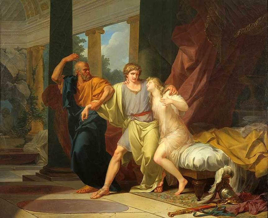 Szókratész Alkibiadészt húzza Aszpázia öleléséből alkotó: Jean Baptiste Regnault