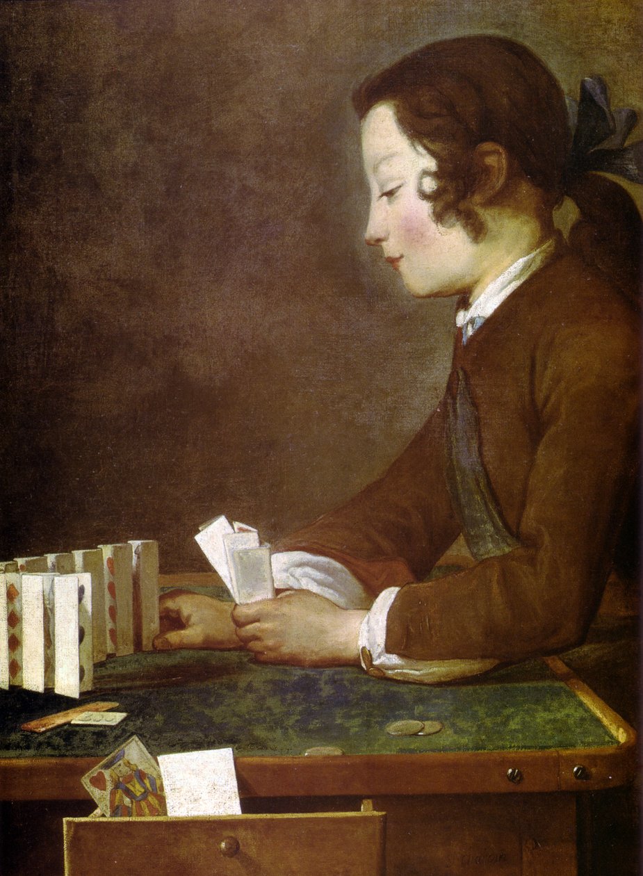 Fiú, aki kártyákkal játszik alkotó: Jean Baptiste Simeon Chardin