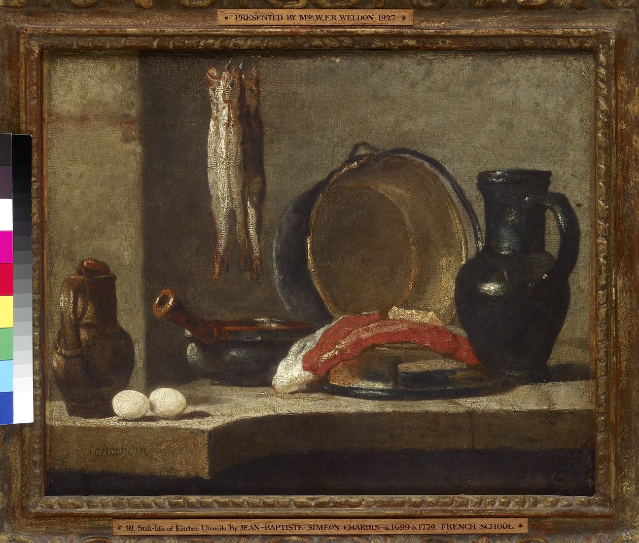 Konyhai eszközök csendélete, 18. század alkotó: Jean Baptiste Simeon Chardin