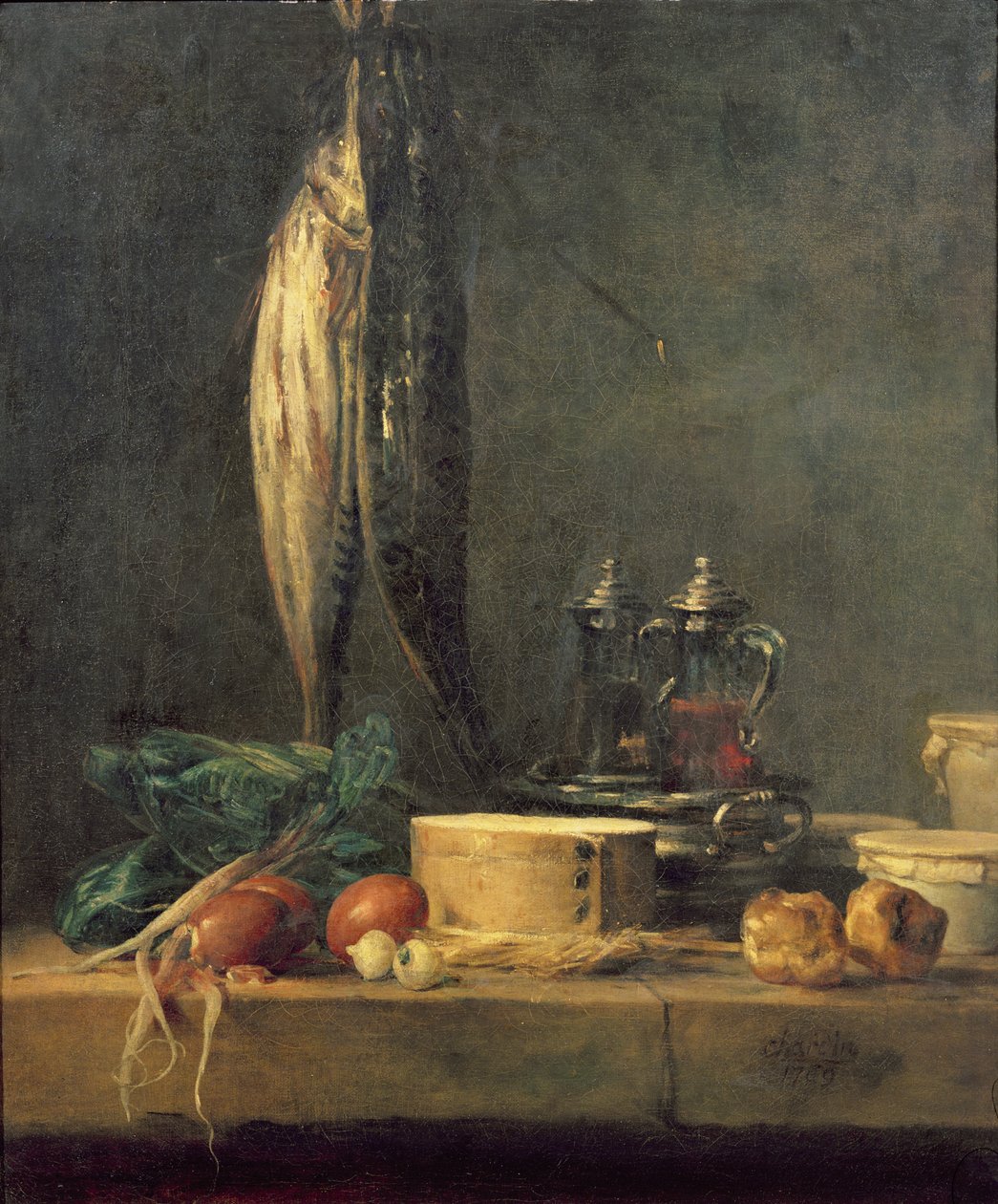 Csendélet halakkal alkotó: Jean Baptiste Simeon Chardin