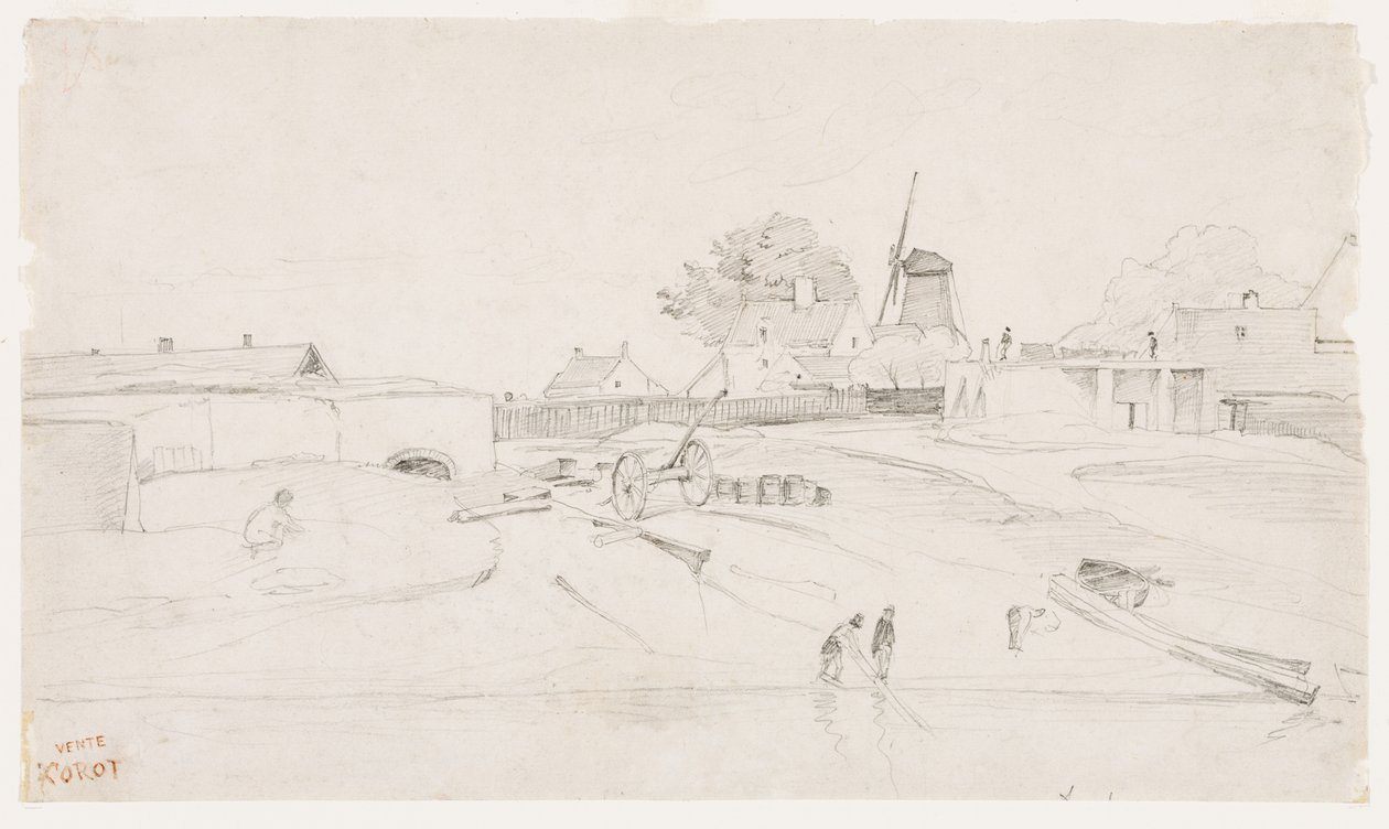 Szélmalom Dunkerque-ben, 1830 körül alkotó: Jean Baptiste Camille Corot