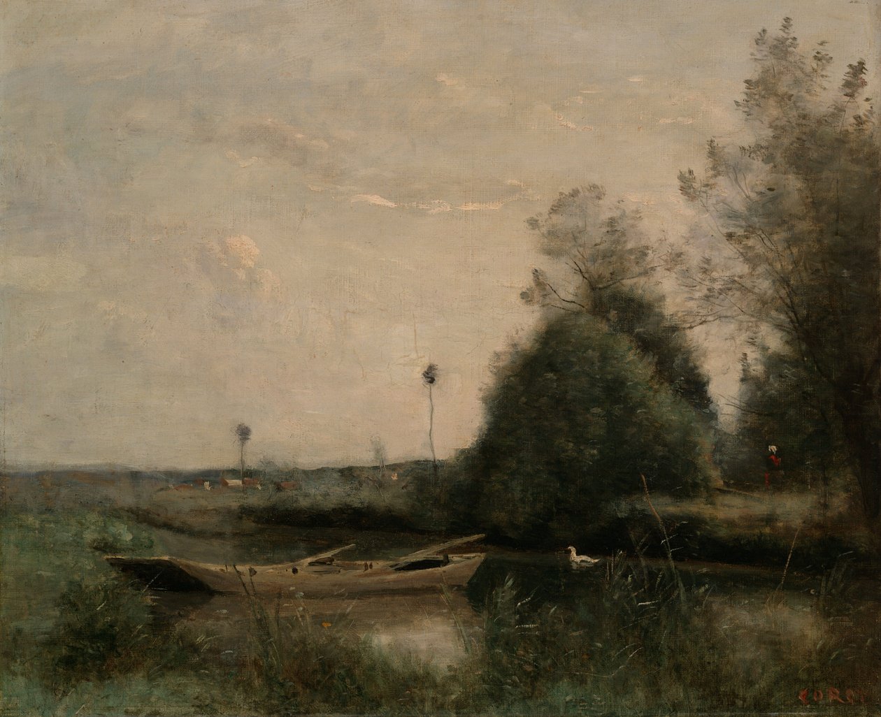 Egy tó Mortainban alkotó: Jean-Baptiste-Camille Corot