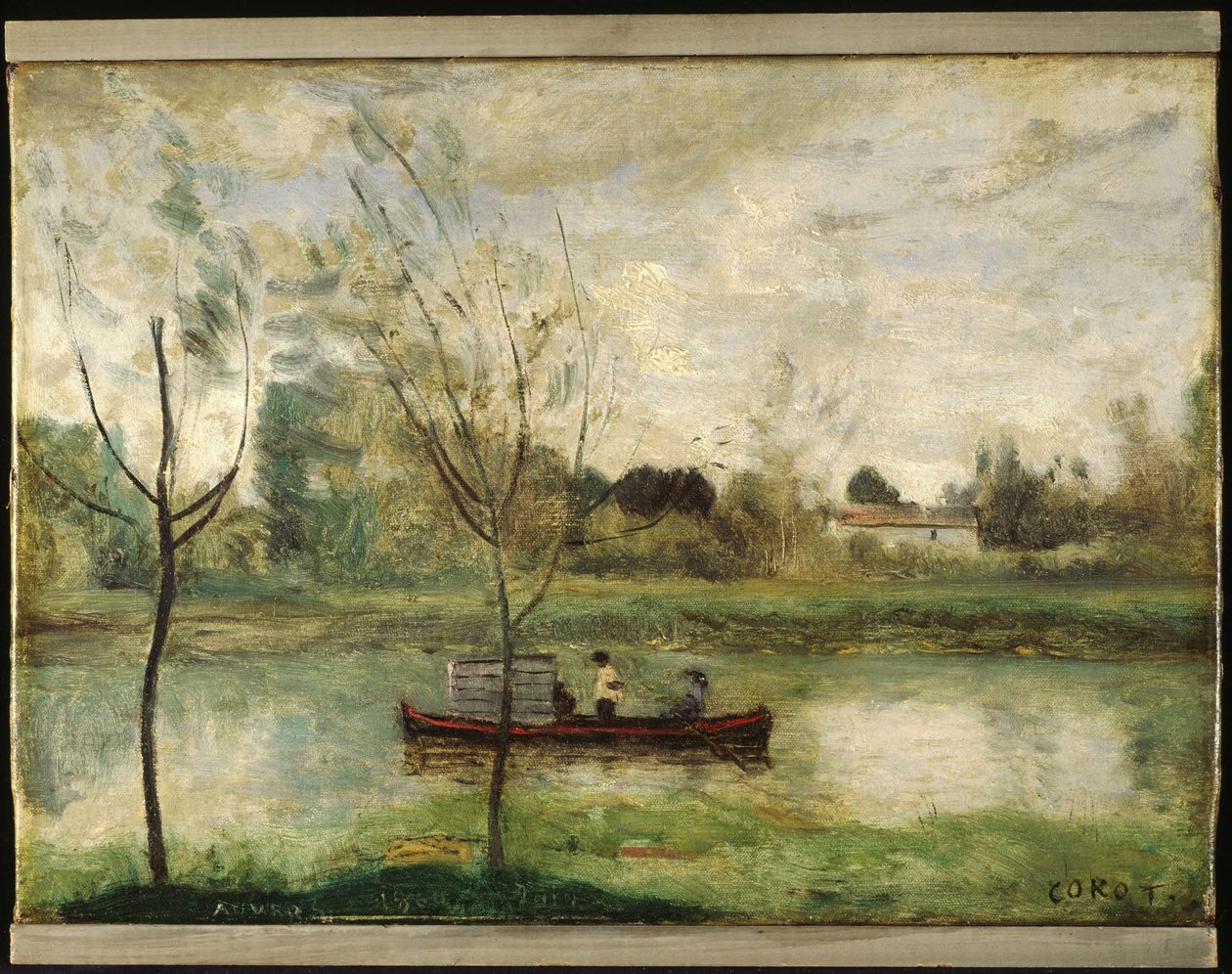 Daubigny az „Auvers-sur-Oise közelében” című festményén dolgozik alkotó: Jean-Baptiste-Camille Corot