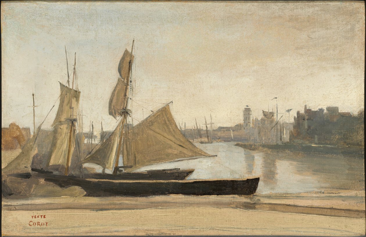 Dunkerque, halászhajók a rakpartnál kikötve alkotó: Jean-Baptiste-Camille Corot