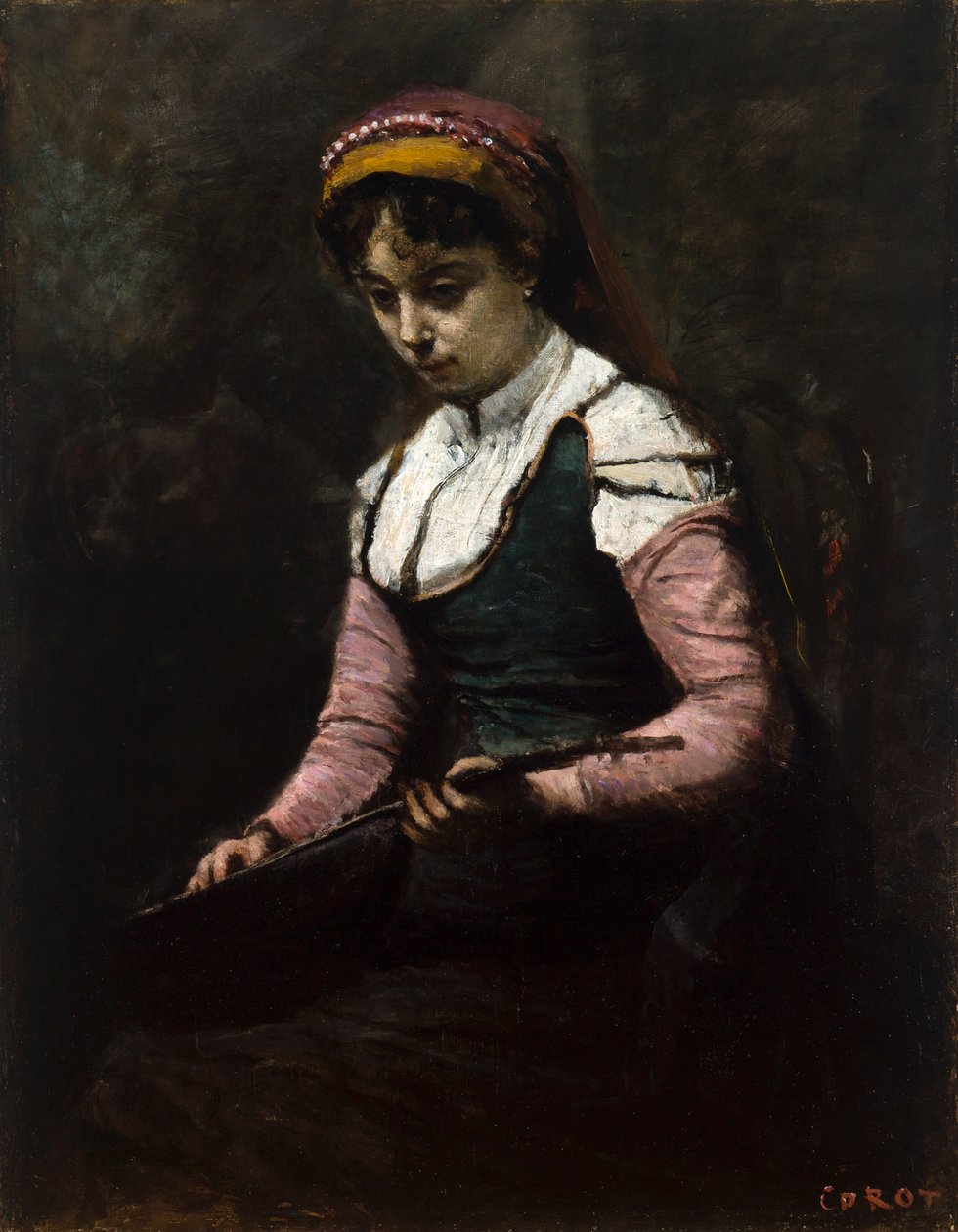 Lány mandolinnal alkotó: Jean-Baptiste-Camille Corot