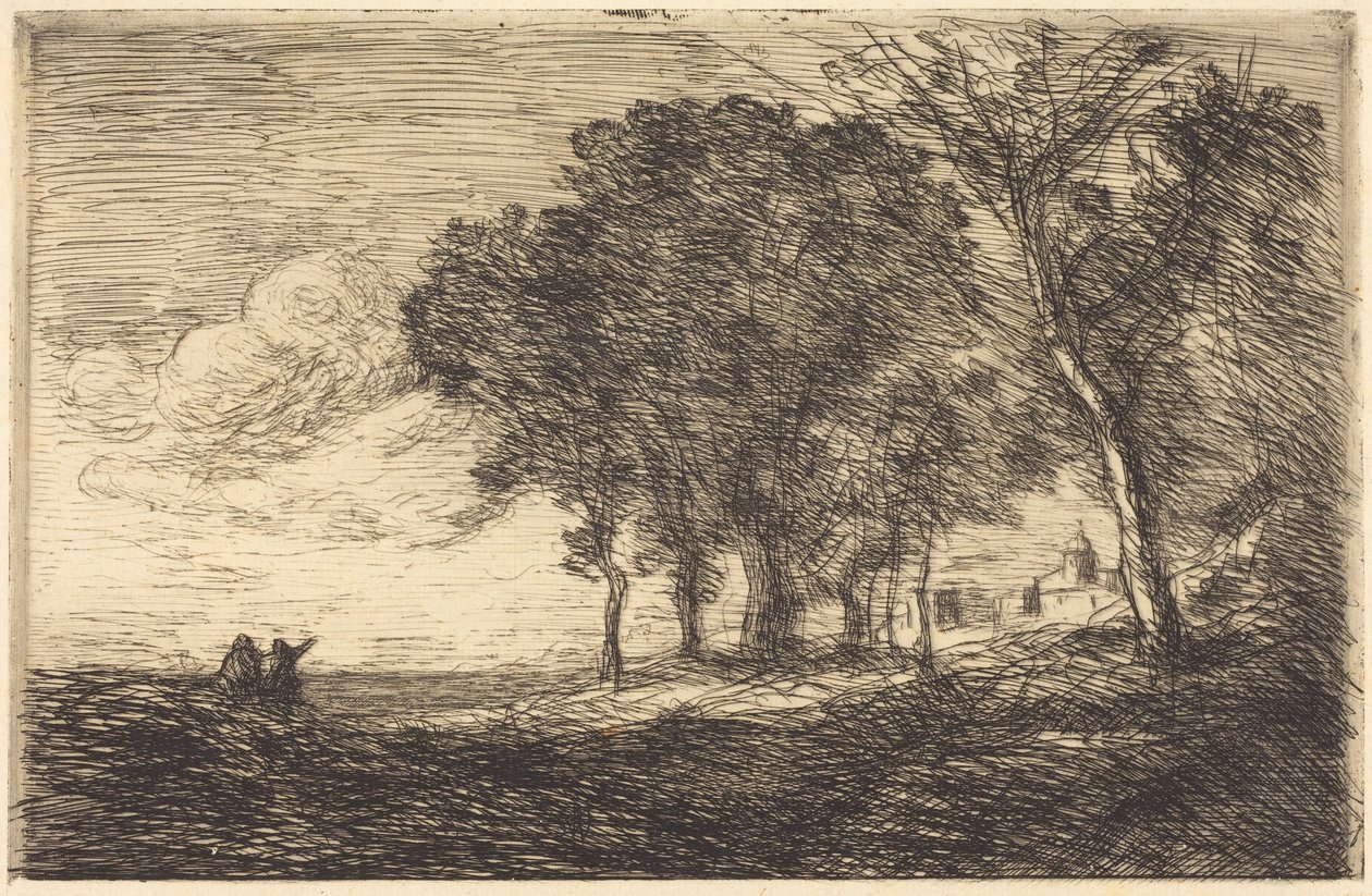 Olasz táj (Olaszország tájképe) alkotó: Jean-Baptiste-Camille Corot