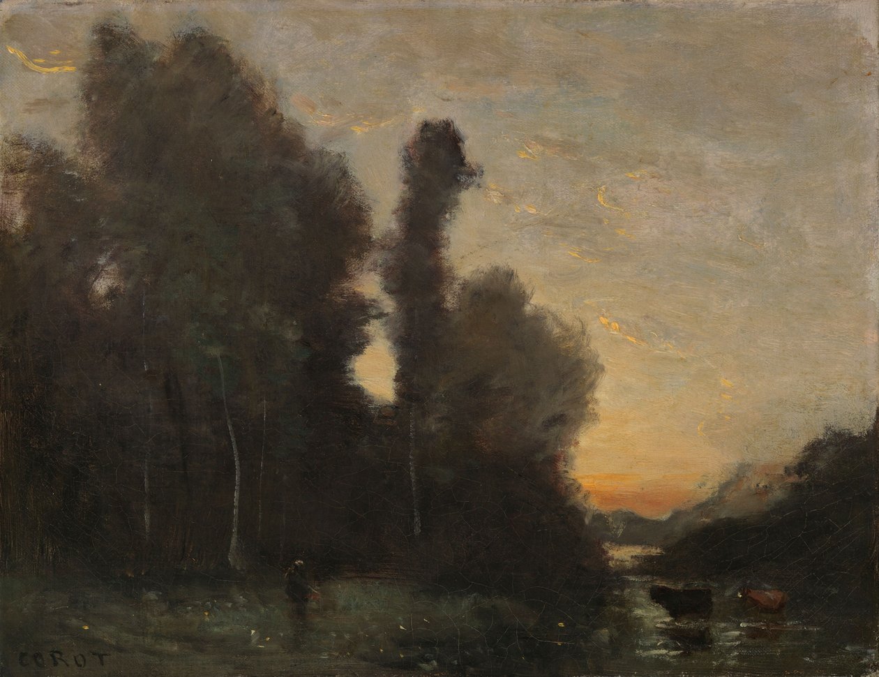 Tájkép, esti hangulat alkotó: Jean-Baptiste-Camille Corot