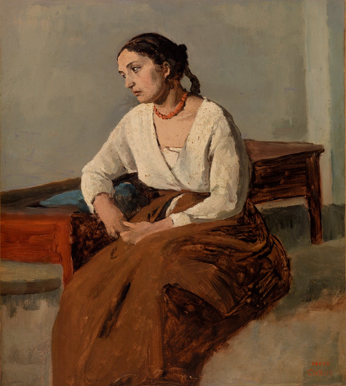 Melankolikus olasz nő (Róma) alkotó: Jean-Baptiste-Camille Corot