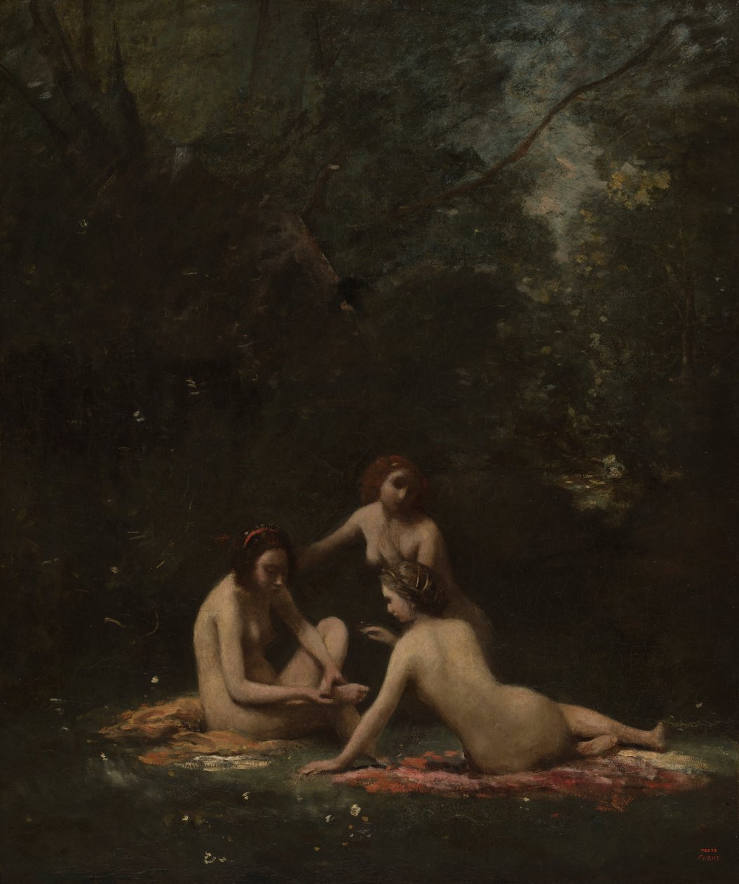 A fürdőt elhagyó nimfák alkotó: Jean-Baptiste-Camille Corot