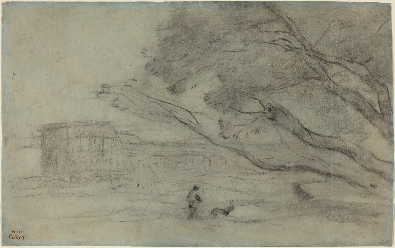 Emlékajándék: Római táj a Colosseummal alkotó: Jean-Baptiste-Camille Corot