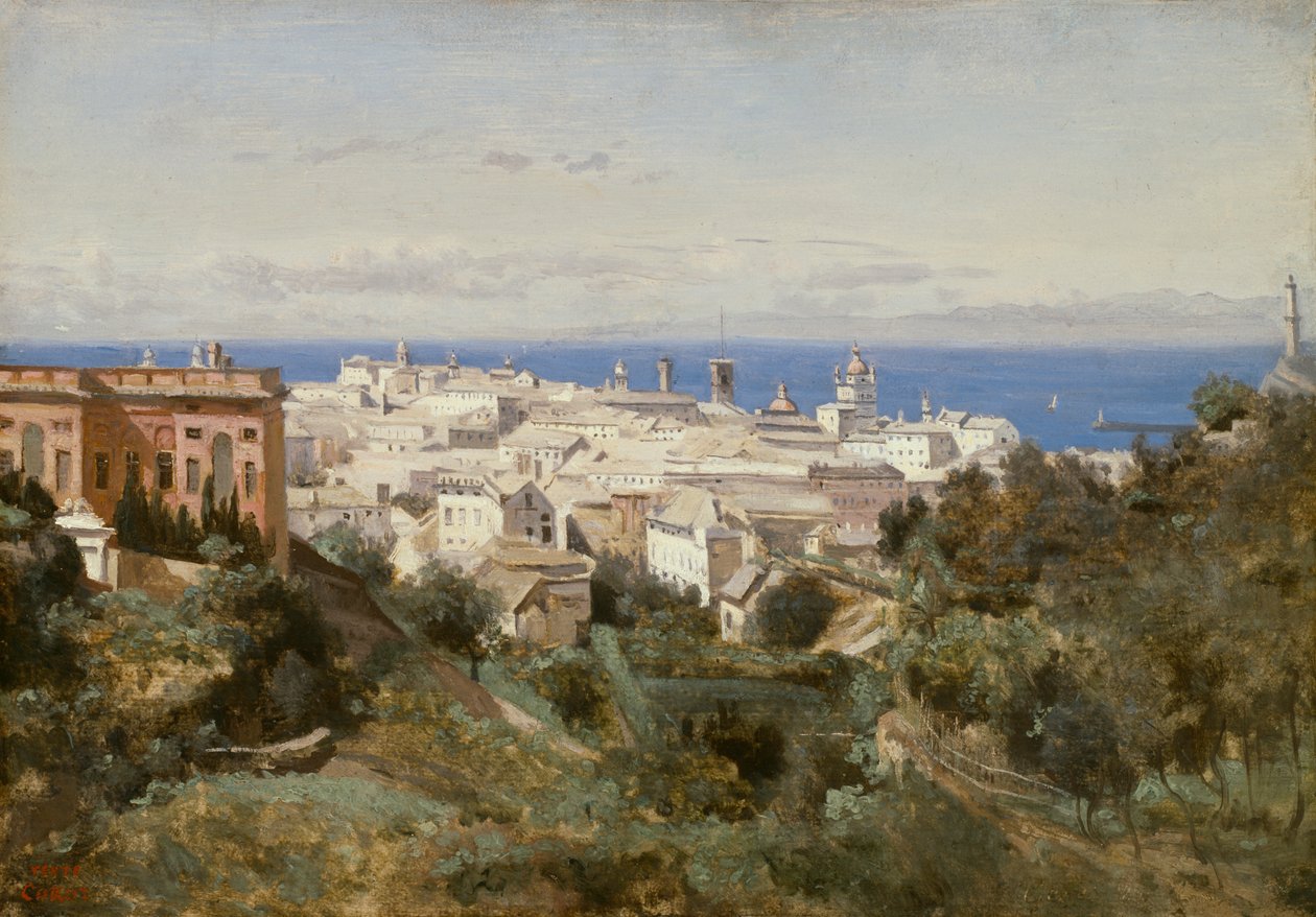 Kilátás Genovára alkotó: Jean-Baptiste-Camille Corot