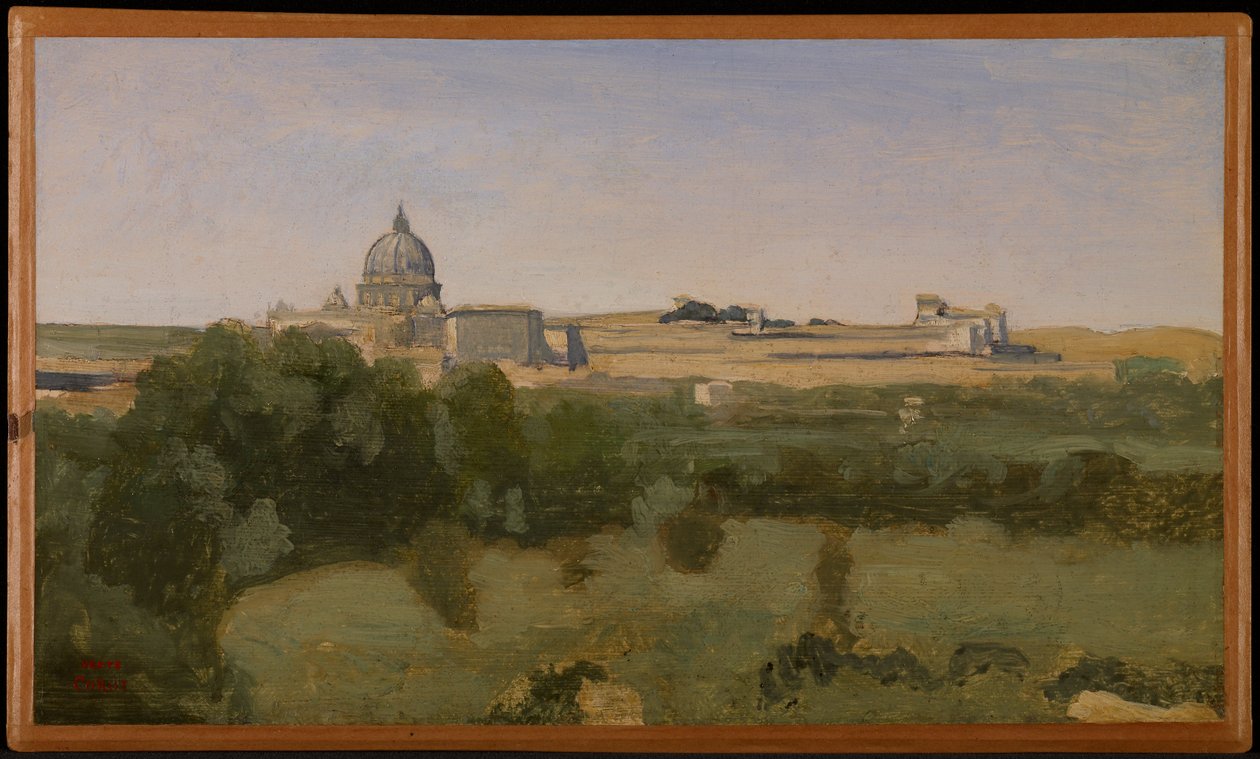 Kilátás Rómára a Monte Pincio-ról alkotó: Jean-Baptiste-Camille Corot